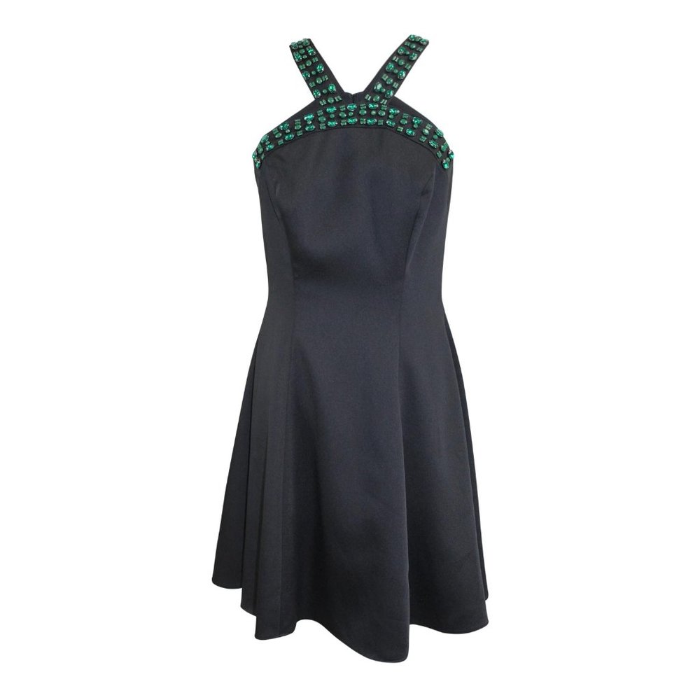 Shoshanna NWT Black Beaded Halter Neck Fit & Flare Dress Size 2